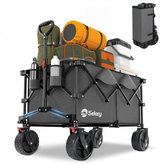 Sekey 200L / 150KG Foldable Handcart, Patented Foldable from Four Directions, with Brakes and Extra Wide Wheels